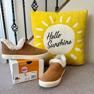 Timberland Rust Suede Slip-On Sneaker.  Fur lined.